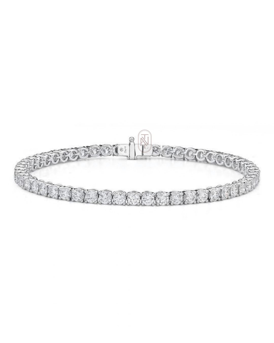 18K White Gold 3MM Natural Diamond Classic Tennis Bracelet